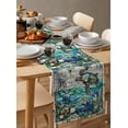 thumbnail image 6 of nqOlkjepod Stained Glass Sea Turtle Table Runner 108 Inches Long Farmhouse Dress Scarves, Summer Coastal Ocean Jellyfish Dining Tablerunner for Coffee Table/Kitchen Island/Party Décor, 13" x 108", 6 of 8