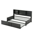 thumbnail image 6 of Bellemave Twin Size Daybed with Trundle and Storage Headboard, Metal Captains Beds Frame with USB Charging Port, Twin Trundle Platform Bed with Bookcase, No Box Spring Needed （Black）, 6 of 7