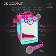 Croove POP Box Karaoke Machine for Kids with Microphones and Lights (Pink)