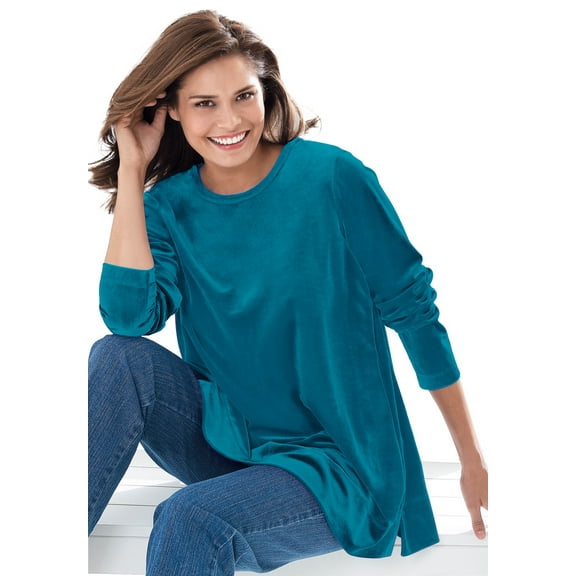 Woman Within Plus Size Plush Velour Tunic Sweatshirt