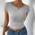 thumbnail image 4 of Women's Summer Round Neck Sexy Backless Short Knitting T-Shirt Top Blouse, Stylish and Slim Fit Knit Tee, Perfect for Casual and Outdoor Wear, Available in Multiple Sizes and Colors, 4 of 6