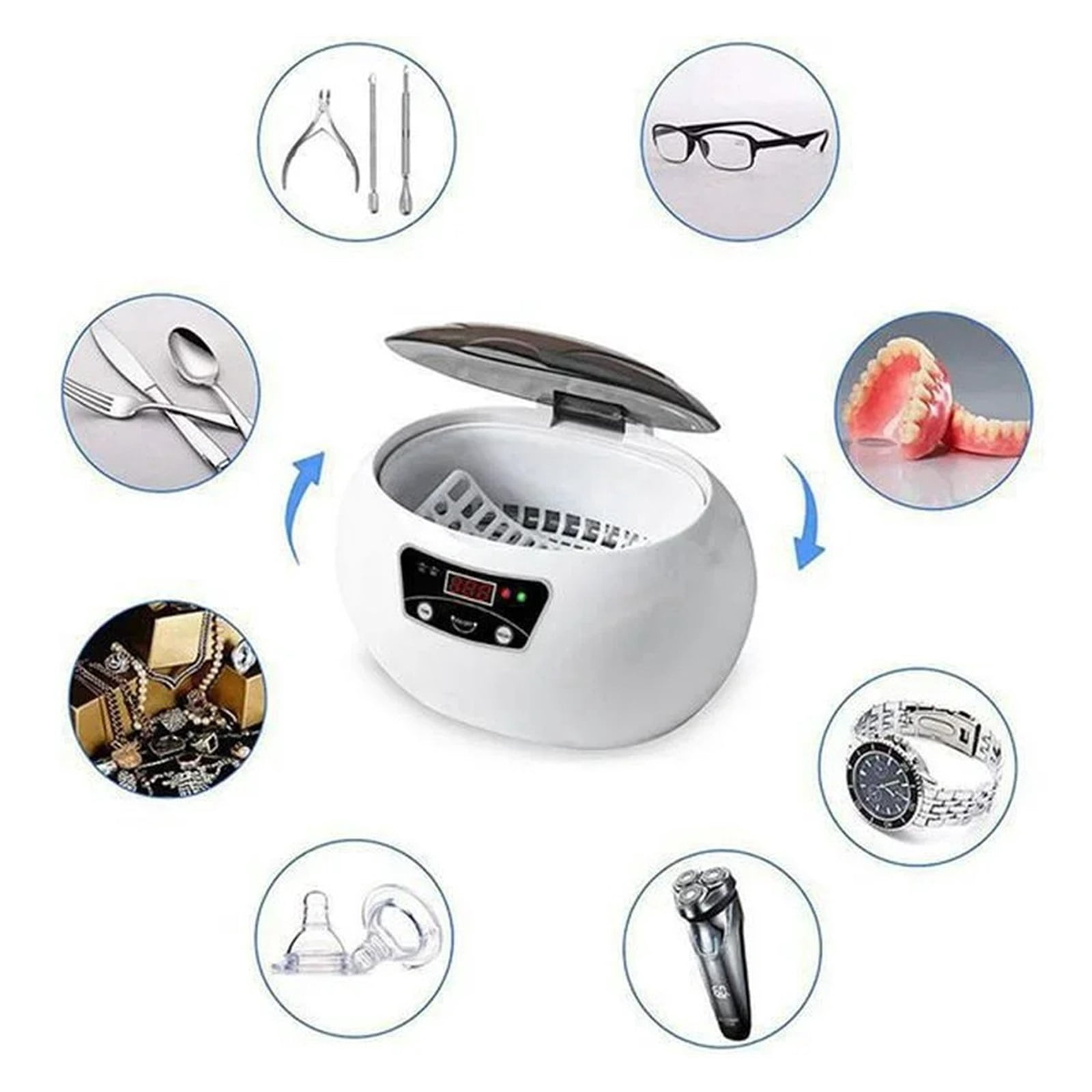 600ml Ultrasonic Cleaner Bath Timer for Jewelry Parts Glasses Manicure Stones Cutters Brush Ultrasound Boxc