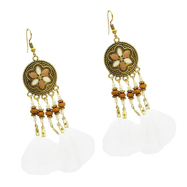 Bohemia Pendientes De Plumas Retro Cuelga Los Pendientes De Gota Joyería De Moda De Las Mujeres -