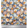 thumbnail image 1 of Soimoi Rayon Fabric Egg,Chick & Hen Kids Printed Craft Fabric by The Yard 42 Inch Wide, 1 of 1