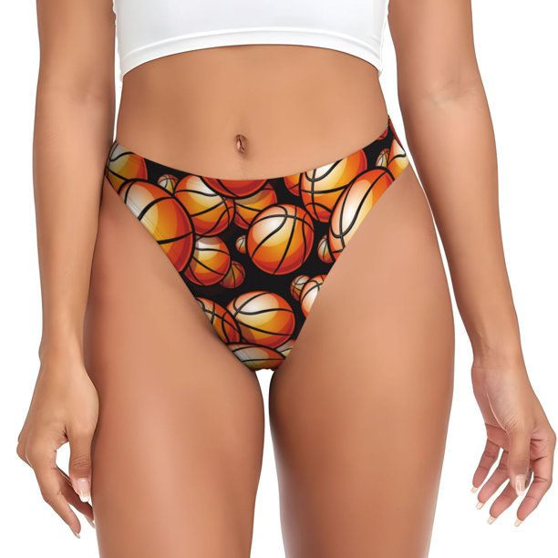 Balery Vintage Basketball Tangas de Algodón para Mujer con Estampado – Ropa Interior Sexy, Transpirable, G-string-Small