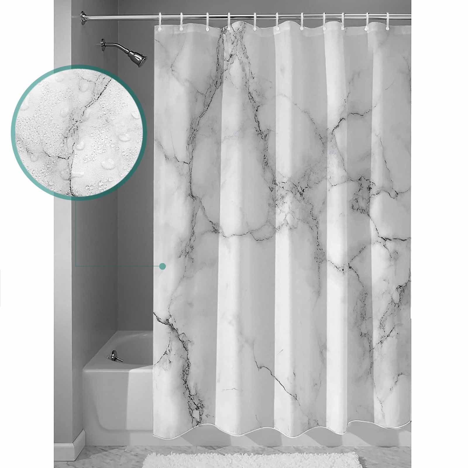 Shower Curtain Bathroom Set Simple White Black Marble Texture Waterproof Fabric Shower Curtains with Grommets&Hooks Modern Abstract Art Privacy Bath Curtain for Bathtub 72x84in