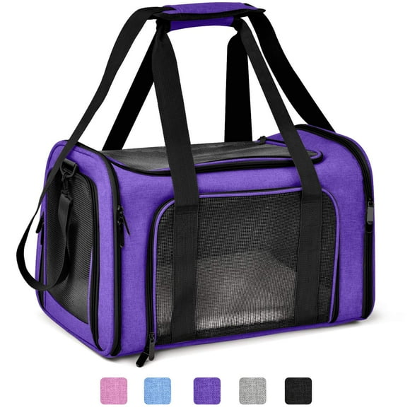 Transportín para mascotas Henkelion, tamaño grande, para gatos y perros de hasta 11 kg, color morado