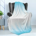 thumbnail image 4 of Modern Soft Flannel Fleece Blanket, Contemporary Geometric Squared Design with Lines Ombre Like Colored Image Print, Cozy Plush for Indoor and Outdoor Use, 60" x 80", White and Blue, by Ambesonne, 4 of 5