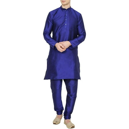 

Royal Men s Occassional Silk Blend Kurta Churidar Set Blue