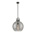 thumbnail image 3 of Innovations Lighting  Newton Sphere - 1 Light 16" Stem Hung Pendant Matte Black/Plated Smoke, 3 of 5