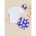 thumbnail image 5 of Aojekbee Baby Girl 3 Piece Summer Set, Baseball Print Short Sleeve Tops Shorts Bow Headband Infant Toddler Outfits, 5 of 10
