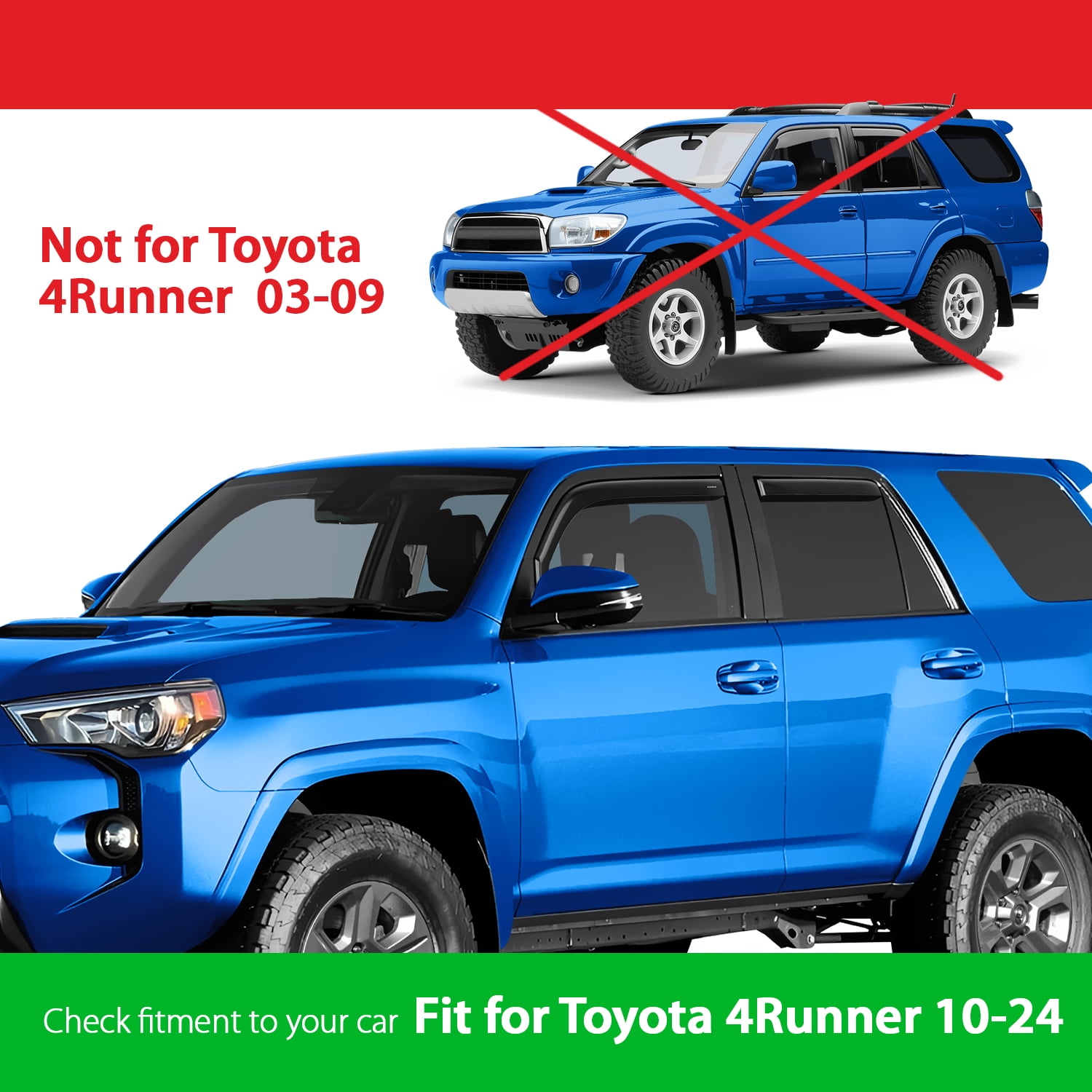 Goodyear Shatterproof in-Channel Window Deflectors for Trucks Toyota 4Runner 2010-2024, Rain Guards, Window Visors for Cars, Vent Deflector, Car Accessories, 4 pcs- GY003422LP