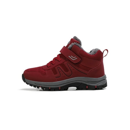 

Difumos Unisex Sneakers Plush Lined Warm Casual Shoes Non-Slip Walking Shoe Hiking Breathable Snow Boots Comfortable Comfort Winter Boot Women s Jujube Red 4.5