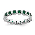thumbnail image 1 of 925 Sterling Silver Created Emerald Stackable Ring Birthstone May Gemstone, 1 of 8