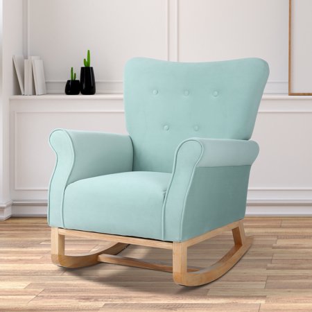 Ouyessir Nursery Rocking Chair, Modern Comfy Upholstered Accent Chair with High Back for Bedroom Living Room Home Office