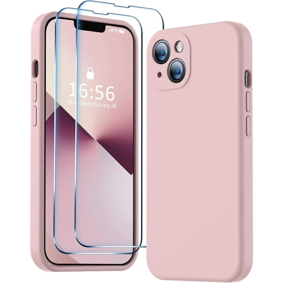 Compatible with iPhone 13 Case, Premium Liquid Silicone Case [Velvety Touch], Camera All-Round Protection Shockproof Kit Case, Pink Sand