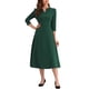 thumbnail image 2 of Vestido de trabajo para mujeres INSPIRE CHIC, corte A, mangas 3/4, vestido midi elegante, verde oscuro, talla 3XL, 2 of 6