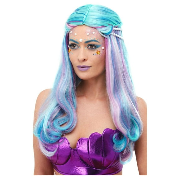 Smiffys Mermaid Blue Costume Cosplay Wig, for Adults