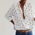 thumbnail image 2 of Danhjin Womens V Neck Long Sleeve Shirts Button Down Summer Casual Heart Printed T-shirts Blouse Tops on, 2 of 4