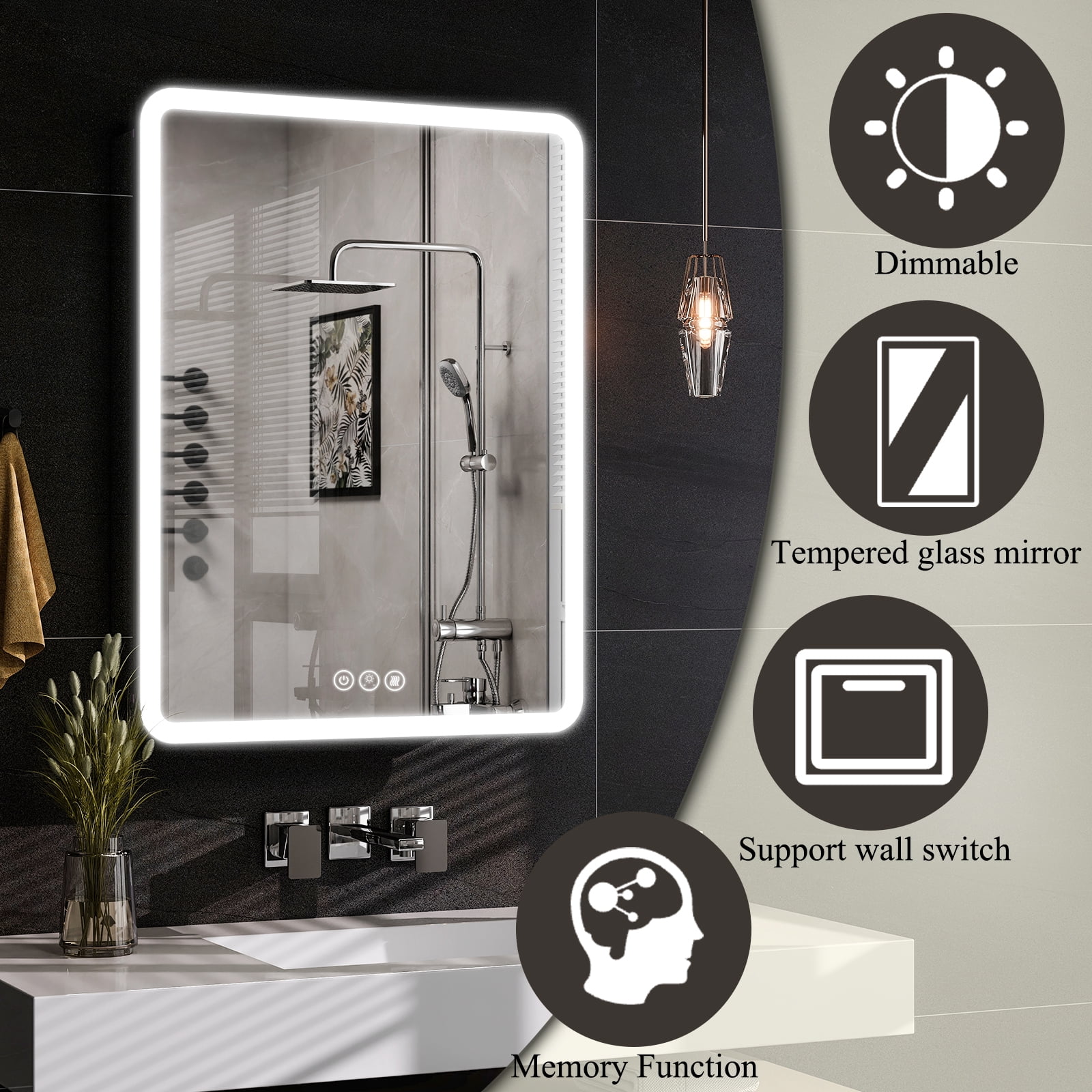 Easy4Home 24"x32" LED Bathroom Medicine Cabinet with Mirror with Adjustable Shelves & One-Door