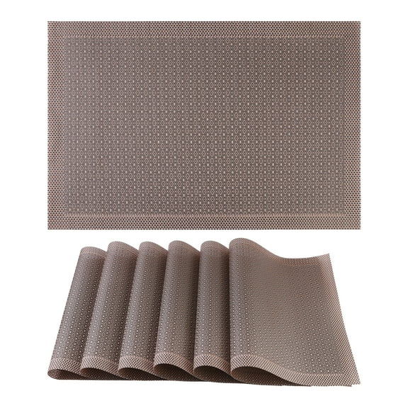 Unique Bargains Rustic Placemats Set of 6 Placemats for Dining Table Decor Brown 18x12in