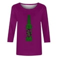 thumbnail image 4 of Pompotops T-Shirt Décontracté d'Été pour Femmes avec Imprimé Bière, Col Rond, Manches 3/4, Coupe Ample en Solde, 4 of 5