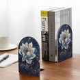 thumbnail image 5 of Susaid Blue Golden Dream Lotus Print Wooden Bookends Decorative Book Ends for Shelves Heavy Books Holder Organizer Non-Slip Desk Book End for Kids Room Office School 1 Pairs, 5 of 8