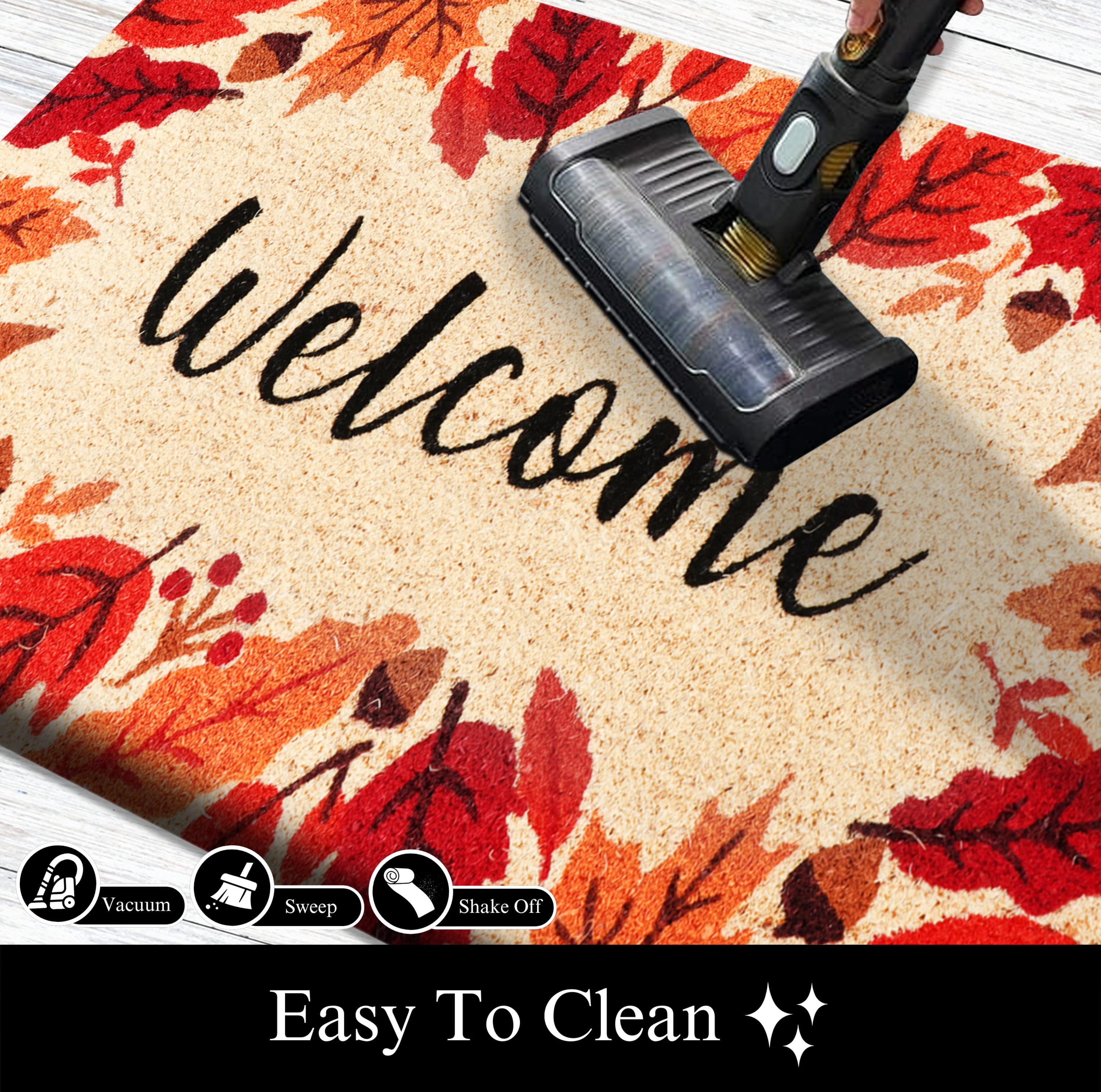 A1HC Natural Coco Coir Doormat, Autumn Maple Leaves, 18"x30", Durable Outdoor Welcome Mat, Non-Slip, Easy to Clean, Pet Friendly