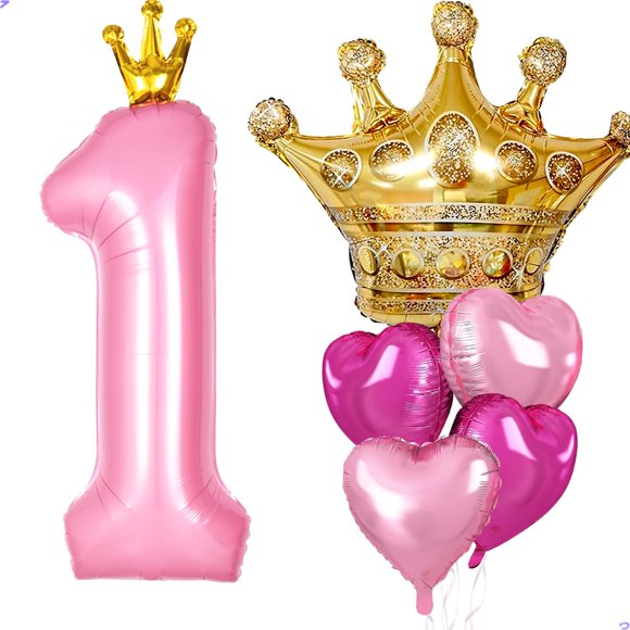 Florisland Set de globos rosa princesa para 1er cumpleaños de 40"