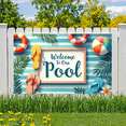 thumbnail image 7 of Tropical Design Pool Party Banner Summer Decoration Striped Background Welcome Sign for Poolside Beach Party Outdoor Event, 7 of 7