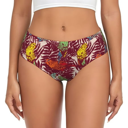 Womens Underwear - Retro Multi-Color Cute Parrot No Show Seamless Underwear for Women  Soft Stretch Womens Panties  Hipster Ladies Panties Bikini Underwear Briefs