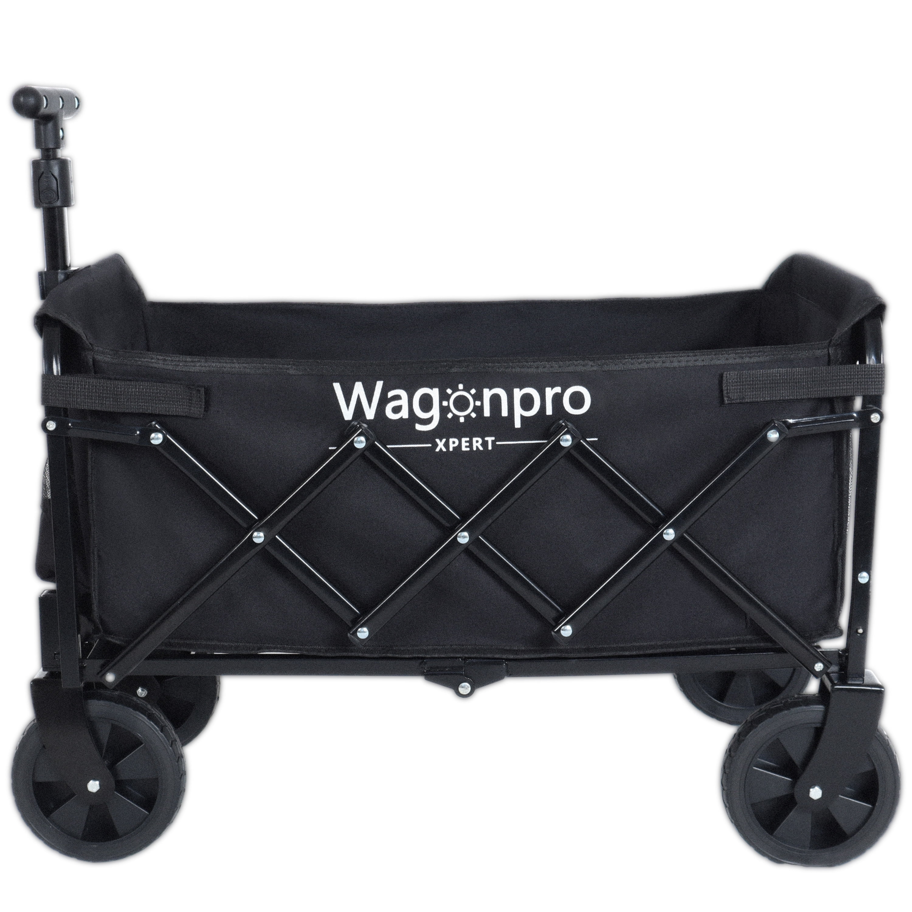 Expandable Dual-Layer Utility Wagon with 100% Extra Space - 225lbs Grocery Cart for Camping, Shopping, Sports, Gardening, Fishing, Black