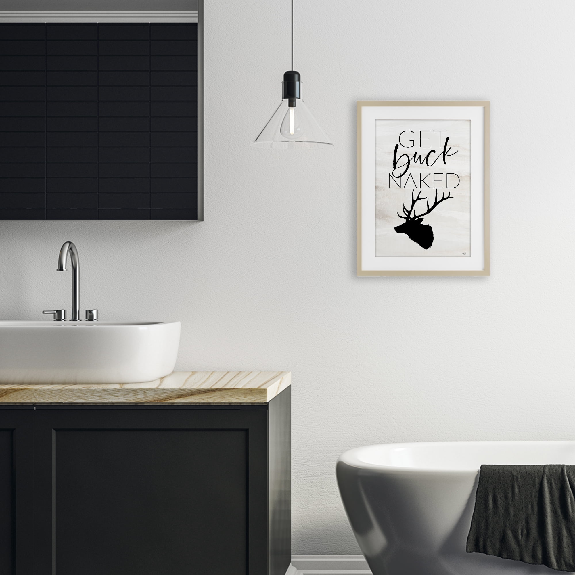 Stupell Industries Get Buck Naked Birch Framed Print Under Glass, design by Lux + Me Designs