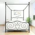 thumbnail image 4 of DUOSONG Metal Canopy Bed Frame With Vintage Style Headboard & Footboard , Easy Diy Assembly All Parts Included, Queen Black(Same As 748G-Bk) Black Metal Bedroom Beds, Frames & Bases, 4 of 7