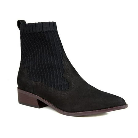 

Cecelia New York Tomas Fitted Sock-Knit Leather Western Bootie Black (9.5 Black)