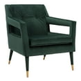 thumbnail image 2 of SAFAVIEH Mara Mid-Century Retro Tufted Accent Chair, Forest Green/Gold, 2 of 10