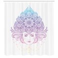 thumbnail image 3 of Diva Shower Curtain, Tribal Fusion Boho Diva Wearing a Crown Ornamented with Lotus Flower, Fabric Bathroom Set with Hooks, 69W X 70L Inches, Fuchsia Purple Blue Yellow, by Ambesonne, 3 of 3