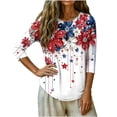 thumbnail image 4 of Womens Crewneck Patriotic Tshirts July 4th Festival 3/4 Sleeve Shirt Tops Casual Independence Day Pullover Tees White, 3XL, 4 of 7
