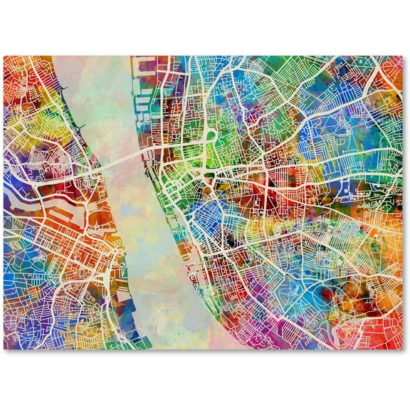 Trademark Fine Art "Liverpool England Street Map" Canvas Art by Michael Tompsett