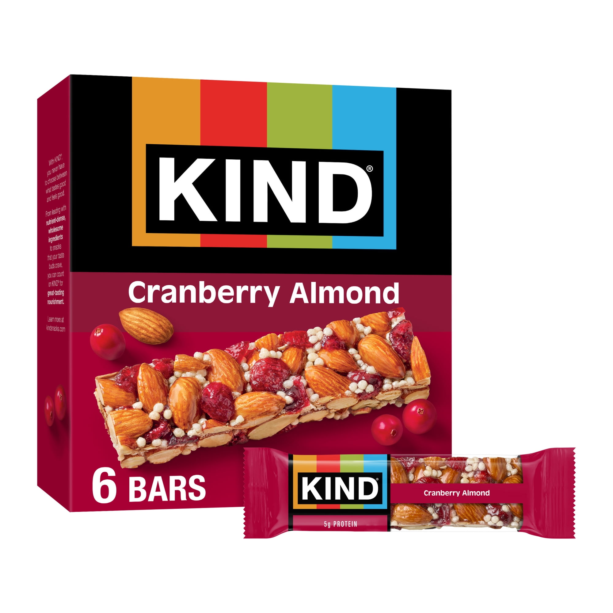 KIND Snack Bars, Cranberry Almond, Gluten Free, Low Sodium, 1.4oz, 6 Count