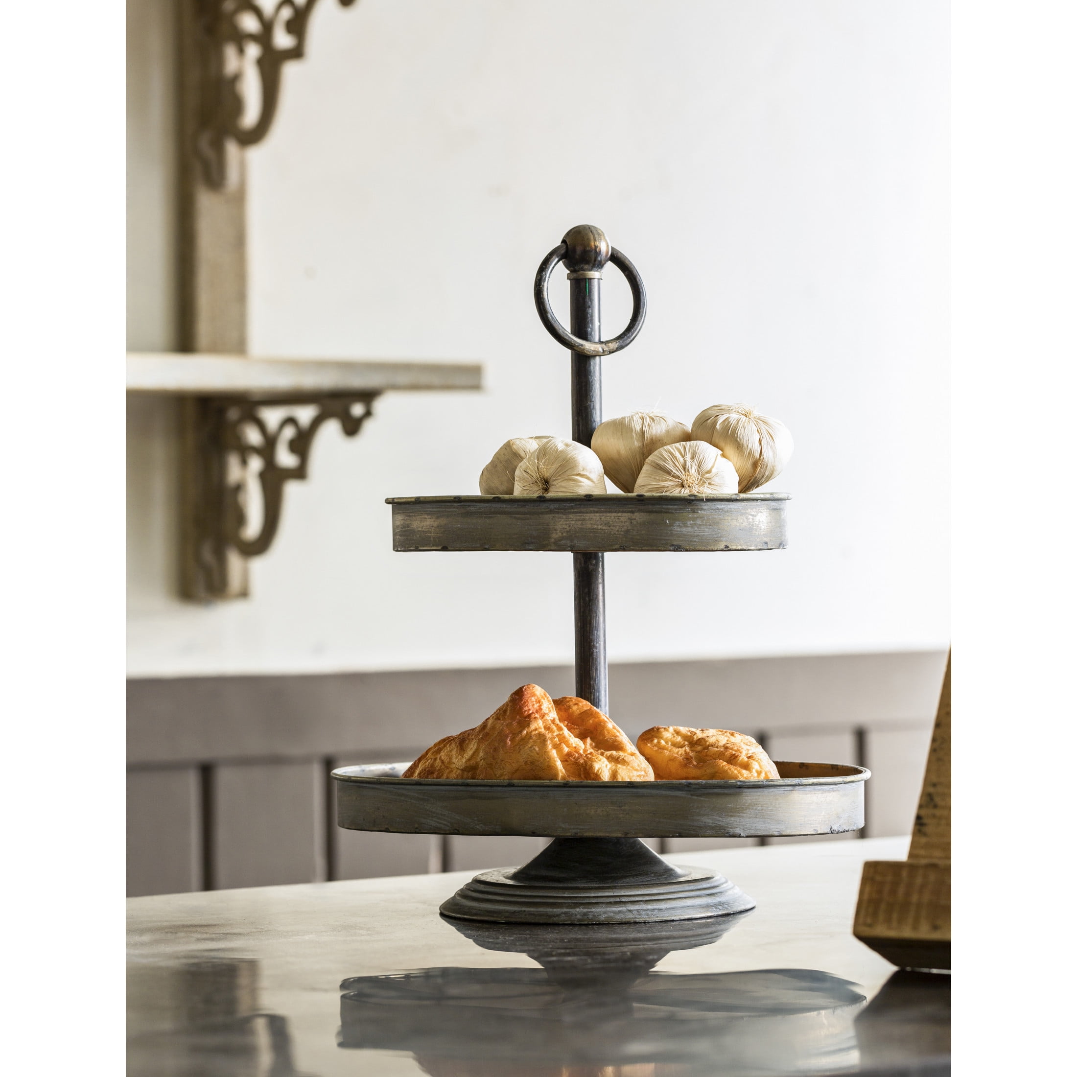 Creative Co-Op Decorative Metal 2-Tier Tray
