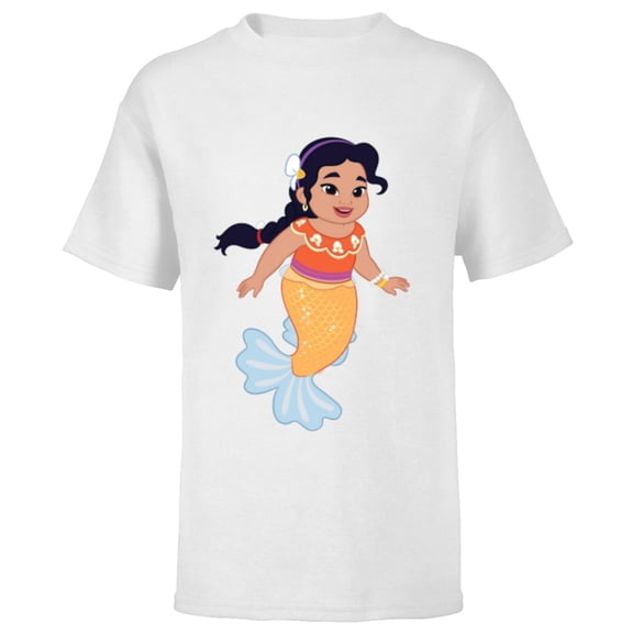 Disney Junior’s Ariel Friend Lucia Mermaid Big Image - Short Sleeve T-Shirt for Kids - Customized-White