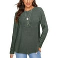 thumbnail image 1 of Suéter de mujer, cuello redondo casual, camisa de manga larga, tops livianos, 1 of 4