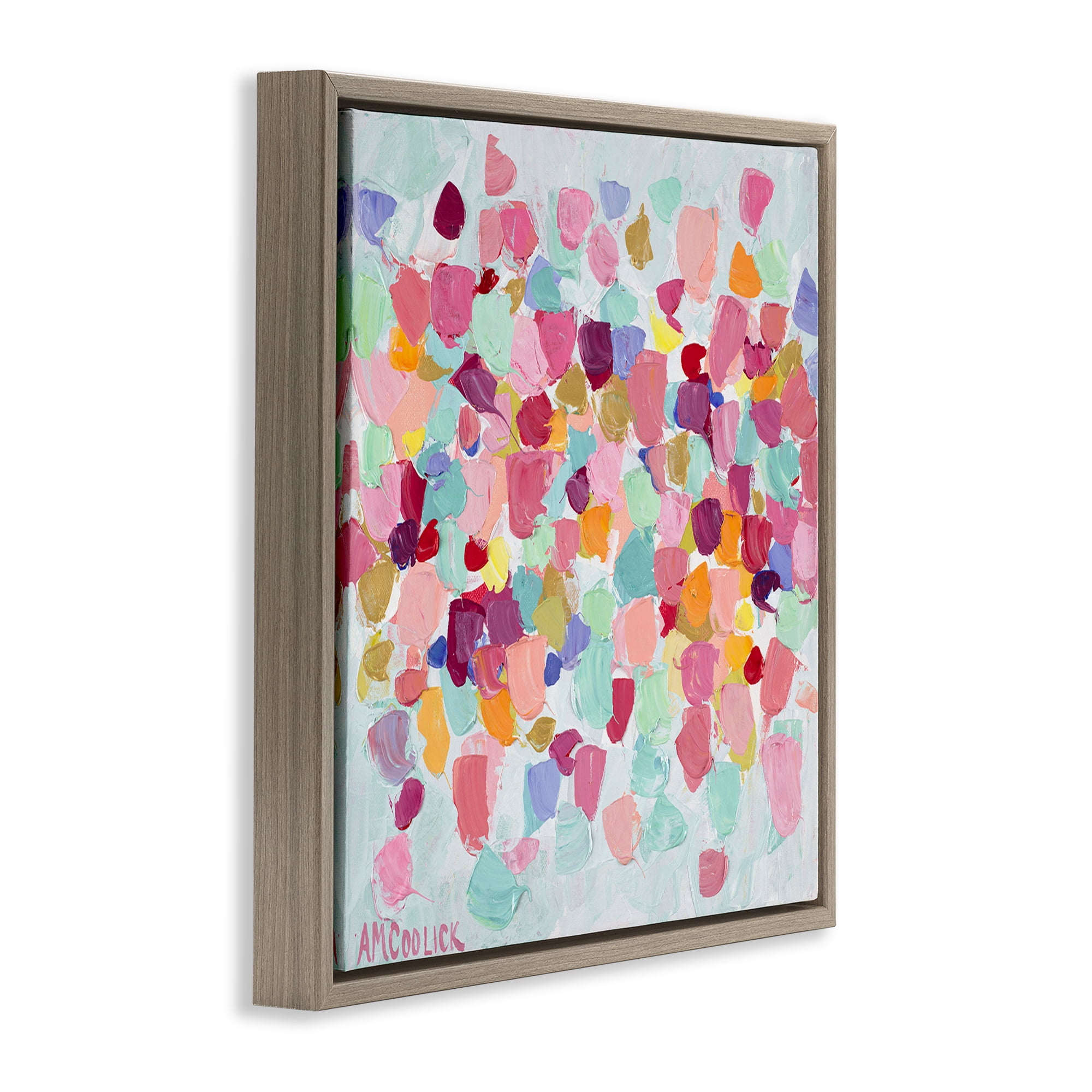 Stupell Industries Pastel Hue Splotches Abstract Painting Brown Floater Framed Canvas Art Print Wall Art, 18 x 18