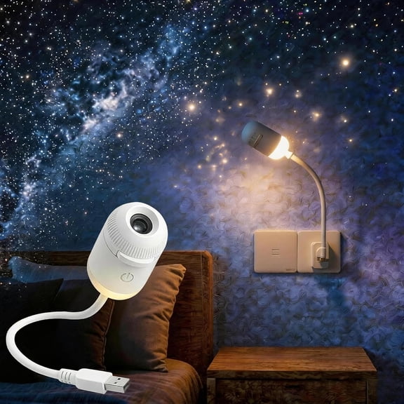 2-in-1 Galaxy Projector Night Light, New USB Star Projector, Mini Galaxy Light Projector for Bedroom Ceiling Wall Room Decor (3 Projection Films)
