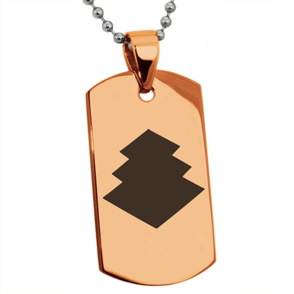Stainless Steel Ogasawara Samurai Crest Engraved Dog Tag Pendant Necklace