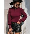 thumbnail image 2 of Women'S Autumn and Winter Sweaters, Lantern Sleeve Knitted Pullovers, Sweater Tops Wine Red M, 2 of 8
