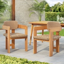 Christopher Knight Home Wooden Dining Chairs with Handwoven Rattan Seat and Back, Light Brown Teak, Set of 2