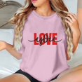 thumbnail image 4 of Summer Clearance Sales kttectoa Loose Fit Pleated Tunic Tops Valentines Day Blouses for Women Dressy Casual LOVE YOU Print Tee Tops Crewneck Short Sleeve Tee Tops for Womens Trendy Club, 4 of 4