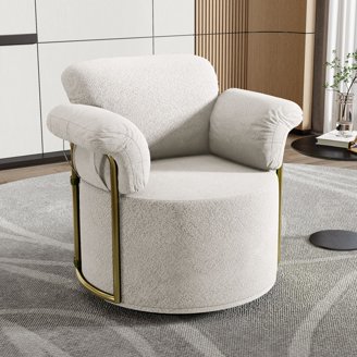 Swivel Barrel Chair 360 Degree Round Accent Chair For Living Room White Sherpa Chair - As Picture - Bed Bath & Beyond - 37846847